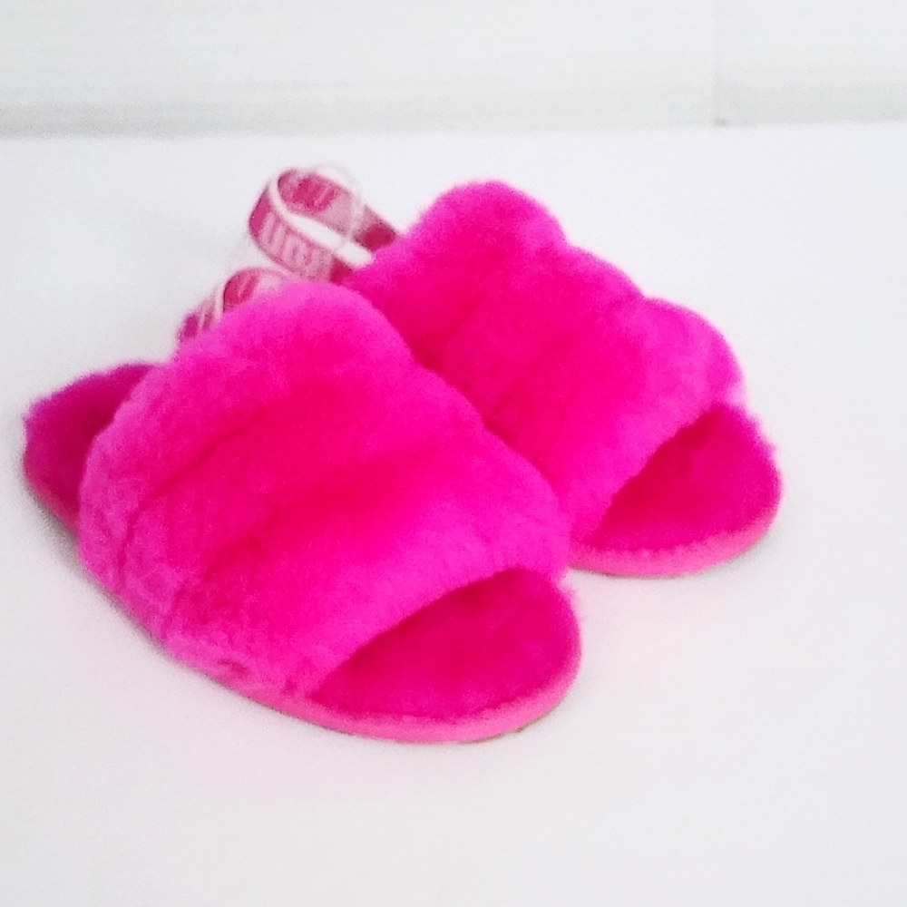UGG Kids Toddler Girls Fluff Yeah Hot Pink Sandals Slide Size 11T - Picture 6 of 7